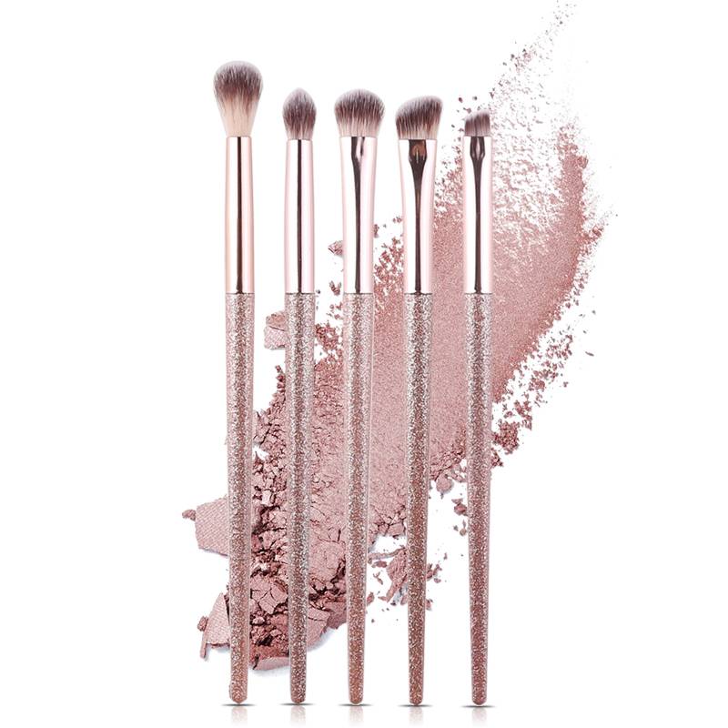 5pcs Makeup Set Pink Professional Fashion Make Up Brushes Synthetic Fiber Glitter Powder Handle Brush